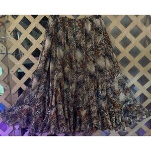 Vintage MIDNIGHT VELVET Leopard Print Tan Shades Layered Long Full Gauze Skirt2X